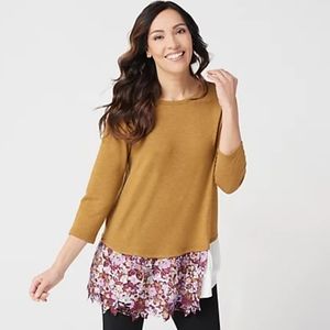 LOGO - Terry Top with Poplin Ruffle Hem
